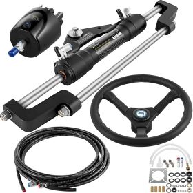 VEVOR 300HP Hydraulic Boat Steering Kit, Hydraulic Steering Helm Pump, Aluminum Alloy Steering Cylinder