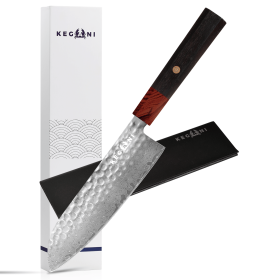 Kegani Damascus Japanese Chef Knife, 67 Layers VG-10 Japanese Knife Natural Hammered Chef Knife Japanese Rosewood Handle (size: Santoku Knife)