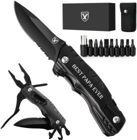 9 in 1 Multi-Tool Pocket Folding Blade Knife - Tactical Survival Rescue Gear Repair Equipment for Outdoor Camping and Emergency Situations (Color: Papa Gifts)