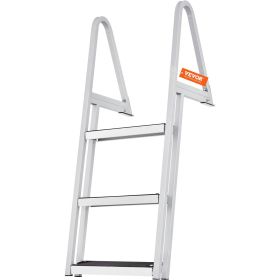 VEVOR Dock Ladder, Removable Steps, 350 lbs Load Capacity, Aluminum Alloy Pontoon Boat Ladder with 4'' Wide Step & Nonslip Rubber Mat (Default: Default)