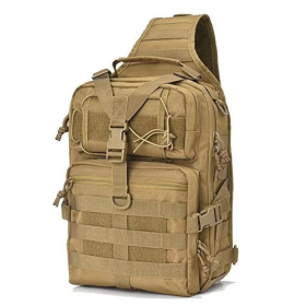 15L Unisex Medium Sling Shoulder Bag MOLLE Outdoor Daypack Backpack (Color: Khaki)