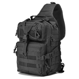 15L Unisex Medium Sling Shoulder Bag MOLLE Outdoor Daypack Backpack (Color: Black)